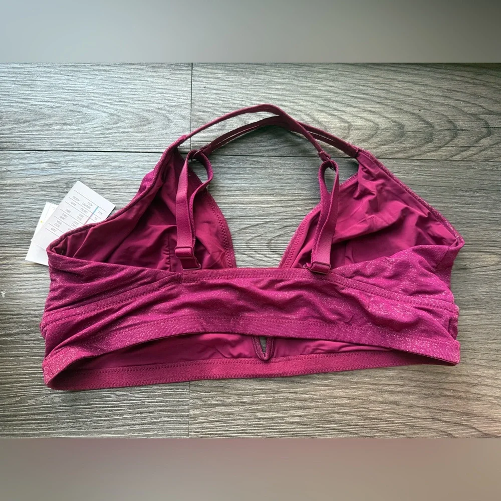NWT Auden Burgundy Gold Glitter V Neck Bralette‎ XL 38DD-40D